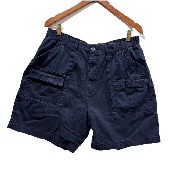 Croft & Barrow Mens Cargo Shorts 36 Real 36x7 Blue Pockets Elastic Waistband T3 - Picture 1 of 7